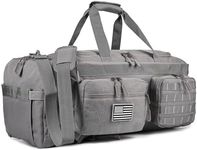 LHI 50L Tactical Duffle Bag for Men, 3-in-1 Gym Duffle and Backpack, Shoe Compartment, Laptop Sleeve and MOLLE, Carry-On Travel Weekender and Overnight Bag – Gray