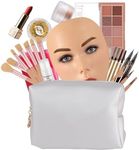 3D Makeup Practice Kit,Reusable Silicone Makeup Practice Face Board/Makeup Mannequin Face,with Makeup Brushes Set&Eyebrow Pencils&Eyelashes&a Makeup Bag&makeup remover towel&Eyeshadow&Lipstick