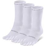 likloks Crew Toe Socks for Men Women – Athletic Running Hiking Socks with toes - Comfortable Soft Breathable, White - Small