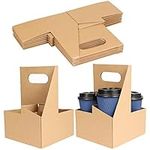 Webake Coffee Drinks Cup Carrier with Handle 8 Pcs Portable Kraft Paper Packaging Bags Hold 4 Cups for Food Delivery Take Out Cup Holder Bar Restaurant Coffee Shop Supplies, Fit For Most Beverage Cups