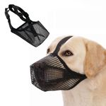 Dog Muzzle,Soft Nylon Muzzle Breathable Mesh Muzzle Dog Training Muzzle Dog Mouth Mask with Rounded Mesh for Biting Barking Chewing with Adjustable Straps(L)