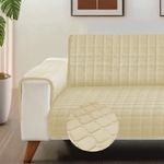 Urban Space Polyester 2 Seater Quilted Sofa Cover with Pockets,Quick Dry Sofa Protector,Easy Care & Machine Washable Sofa Cover,Sofa/Couch Protector for a Modern & Cozy Living Space(2 Seater,Beige)