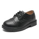 kkdom Boys Dress Oxfords Shoe Classic Lace-up Loafer Flats School Shoes Black Size 11 Little Kid