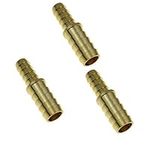 HongBoW Hardware 3 pcs Brass Hose Barb Reducer 1/2" to 3/8" Barbed Reducer Fitting Reducing Splicer Mender Union Adapter for Air Water Fuel