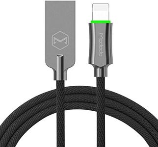 Smart LED 4FT/1.2M Auto Disconnect Nylon Braided Sync Charge USB Data Cable Compatible Phone XS Max/XS/8/7/7 Plus, 6/6 Plus, 6s/6s Plus, 5s/5c/5, iPad Pro/Air 2,iPad Mini 4/3/2,iPod (4FT Dark Gray)