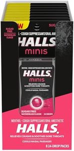 HALLS Minis Watermelon Flavor Sugar Free Cough Drops, 8 Packs of 24 Drops (192 Drops Total)