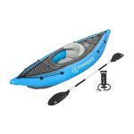 Freespirit Sobek Inflatable Kayak Set for 1 Person with Aluminium Paddles, Air Hammer™ Pump, Fins & Carry Bag, Inflata-Shield™, Suitable for Lakes, Rivers & Oceans, Water Sports, 9ft (275cm)