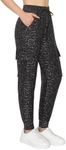 ALWAYS Cargo Jogger Pants for Women - Super Soft Casual Lounge Sweatpants, 377bk Leopard, Small