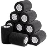 Inksafe Black Self Adherent Cohesive Bandages 7.5cm x 4.5m Box of 12 - Uses Include Vet Wrap, Tape for Human Wrist and Ankle Sprains and Sports Injuries