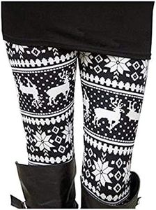 Women Reindeer and Snowflake Patterned Leggings Tights Aztec Pants Plus Size 3XL