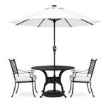 Brandway Center Pole Patio Luxurious Garden Big Size Umbrella 2.7m/9ft Metal with Base Stand Umbrella for Outdoor Relaxation, Garden,Patio,Balcony, Cafe, Restaurant | water resistant 230 GSM (White)