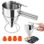 Pancake Batter Dispenser, 4-Caliber Stainless Steel Funnel Cake Dispenser with Stand Baking Tool for Cake Pancakes Cupcakes Muffins Crepes Waffles (40oz,1200ml)