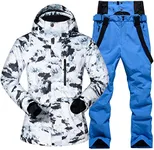 Men Ski Jacket Ski Pants Winter Warm Windproof Waterproof Outdoor Sports Snowboarding Ski Coat Trousers Ski Suit, shanqun+BU L