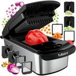 Fullstar Vegetable Chopper & Cutter - Slicer Dicer Spiralizer with Container for Food Veggie Onion Cucumber Tomato Salad Potato FriFrench Fryes - Kitchen Essentials & Gadgets (PRO 4-in-1, SS Black)