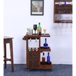 VM DECOR Solid sheesham Wood bar Trolley Serving Trolley Wine cart for Home Restaurant Natural Teak Finish