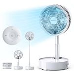 Pro Breeze® Rechargeable Portable Fan - Telescopic, Built-in 10,000 mAh Battery, USB Port Charging Function, Oscillation, 3 Stage Night Light, On/Off Timer, Remote Control, Black (Telescopic White)