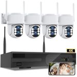 ZHXINSD Wireless Security Camera System, 2K+2K Dual Lens 4PCS PTZ Outdoor Cameras System with 10CH 4K NVR, Home WiFi Security CCTV Camera, Color Night Vision, Two Way Audio, Support 5G/ 2.4G WiFi