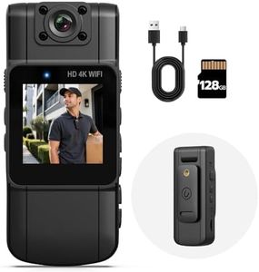 eLinkSmart 4K Body Camera with Audio and Video Recording, 128GB Mini Wearable Body Cam, 180° Rotating Lens & Night Vision, 15Hrs Battery for Delivery Driver, Rideshare, Cycling, Outdoor Work