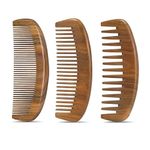 Wooden Hair Comb,Fine Middle Wide Tooth Wood Comb Set for Women Men,Detangling Styling Wet or Dry Curly Thin Thick Wavy Straight Hair Comb,Anti Static Heat Resistant Beard Comb,Birthing Comb,3 pieces