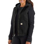 Carhartt Women's Washed Duck Hooded Insulated Vest, Black, Medium