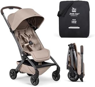 Joolz Aer2 Lightweight Travel Stroller for Baby & Toddler – One-Hand Fold, Compact Carry-On Airplane Approved, Reclining Seat, UPF 50+ Canopy, Travel Pouch, Baby Net – Sandy Taupe