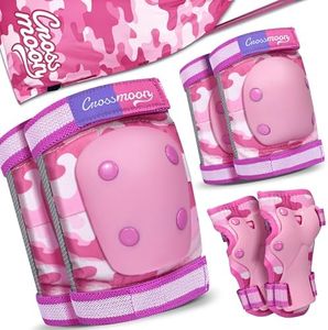 Kids Knee Pads Elbow Pads Wrist Guards Set, Protective Gear Set for Girls Boys Roller Skating Bike Cycling Skateboard Scooter (Pink Camo, Small (3-7years))