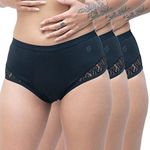 SochGreen Organic Cotton Reusable, Washable, Leak Proof Period Panty for Girls- for School & Travel, Antibacterial & Anti-Stain, White Discharge - Use with Pad or Cup- High Waist (3 pc)- L