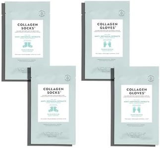 Voesh Collagen Gloves and Socks- Peppermint Oil, Collagen Infused, 4 Pack, 2 Pack of Gloves, 2 Pack of Socks, at Home Spa, Body Care, Nourishing, Hydrating Gloves and Socks