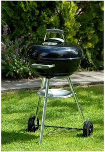 Weber Compact Kettle Charcoal Grill 47cm – Porcelain-Enamelled, Black