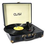 CLAW Stag Portable Vinyl Record Player Turntable with Built-in Stereo Speakers (Dark Blue)