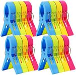 ESFUN 16 Pack Beach Towel Clips Chair Clips Towel Holder for Pool Chairs on Cruise-Jumbo SizePlastic Clothes Pegs Hanging Clip Clamps to Keep Your Towel from Blowing AwayFashion Bright Color