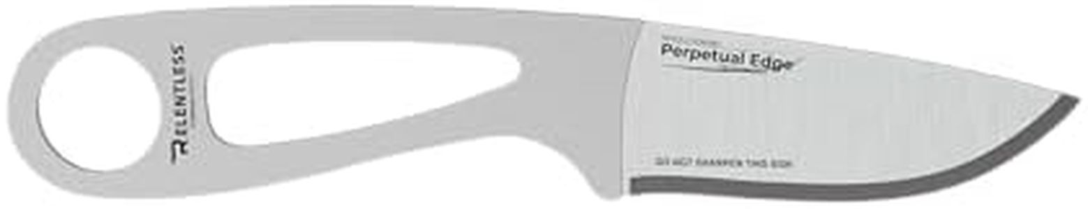 Relentless Venator I Titanium Drop Point Skeleton Knife – 0.8 oz Ultralight Survival Knife with Perpetual Edge™ Self-Sharpening Blade – Aerospace-Grade Titanium – Made in USA with Leather Sheath