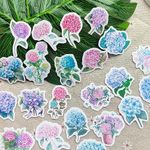 46pcs Hydrangea Flower Sticker Set_Decorative Assorted Floral Sticker for Bullet Journal, Planner, Scrapbooking, Art Craft, Envelope Seal, Gift Package, Diary, Album F0097