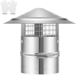 VIVOHOME 4" Cone Top Chimney Cap with Screen, Round Roof Rain Chimney Cover, Galvanized Steel Fireplace Exhaust Cap, Adjustable Roof Cap for Vent