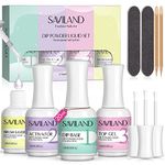 SAVILAND 4PCS Dip Powder Liquid Set - Dip Liquid Nail Kit with Dipping Powder Liquid Dip Base/Top Coat/Activator/Brush Saver Dipping Powder System Nail Tools for French Manicure Nail Salon & Home DIY