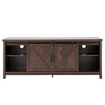 CASART TV Console Table, 3 Tier Wooden Entertainment Center with 2 Sliding Doors & Wire Management Holes, Rustic TV Media Stand Storage Console Cabinets for Living Room Bedroom Office
