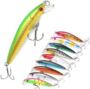 XVZ Señuelos de pesca para trucha y perca, 10 unidades de 10 cm, 9 g, juego de crankbait de pesca, cebo duro, cebo Topwater, regalo de pesca para hombres