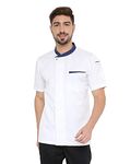 Associated Uniforms Designer Half sleeve Chef Coat (Chef Jacket - Smart Fit) (S-36, WHITE/BLUE)