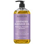 MAJESTIC PURE Lavender Massage Oil For Men and Women - Great For Calming, Soothing and to Relax - Blend of Natural Oils For Therapeutic Massaging and Aromatherapy - 8 fl oz.