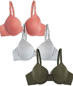 Fruit of the Loom Womens T-Shirt Bra, Desert Dusk/Grey Heather/Olive, 34D US