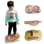 The Brainy Box Wooden Butterfly Balance Board | Curvy Wobble Board for Kids 3+ | Indoor & Outdoor Montessori Toy | Handcrafted | ASTM Certified | Ideal Gift for Boys & Girls