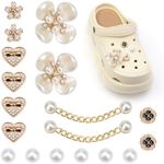 18 Pcs Bling Shoe Charms for Crocs,Crystal Rhinestone Flower Shoe Accessories,Aesthetic Sparkly Shoe Charms for Teens Girls and Women Party Favors and Gifts,Perfect for Crocs Decoration