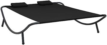 vidaXL Outdoor Lounge Bed in Black - Weather-Resistant Fabric with Steel Frame for Garden, Patio, and Beach Relaxation