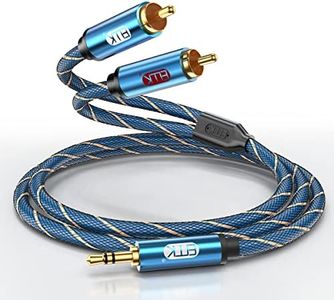 EMK 2RCA Cable 3.5mm to 2 RCA Audio Aux Cable Nylon Braided Male to 2rca Cable AUX Cord for Smartphone, Hi-Fi Amplifier, DJ Controller, Turntable, TV, Car Stereo (1M)