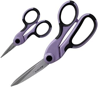 SINGER ProSeries Sewing 8.5" Heavy Duty Fabric Scissors and 4.5" Craft Detail Scissors Set, Lilac Purple, Set of 2 Sewing Scissors