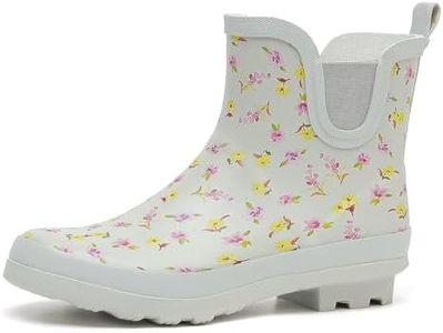 SWIFT*FROG Garden Boots for Women Waterproof Rain Boots Anti Slip Floral Printed Rainboots Ankle Rain Shoes Girls Footwear
