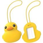 【Bone】Character Luggage Tag for Women Men and Kids, Silicone Cute Character Unique Name Tags for Travel, Gym, School, or Backpack - Patti Duck