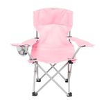 OHS Kids Camping Chair Pink, Outdoor Lightweight Comfy Boys Girls Childrens Camping Chair Foldable Picnic Garden Beach Hiking Sturdy Drinks Cup Holder