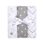 Bloomsbury Mill - Baby Swaddle Blanket - Soft 100% Organic Cotton Swaddles for Newborn - Large Muslin Cloths for Baby - Pack of 3 - Baby Essentials for Newborn - Grey & White - 120x120cm