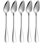 5 PCS Grapefruit Spoons, Stainless Steel Grapefruit Spoon Utensil Set, Serrated Edge & Thick Gauge Handle, Silver Kitchen Tool with Non-Stick Plating for Kiwi, Dessert, Apple, Citrus Fruit